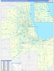 Chicago-Naperville-Elgin Metro Area Wall Map Basic Style 2024